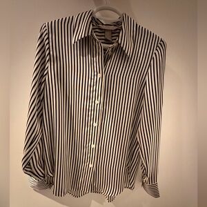 H&M Black and White Striped Blouse